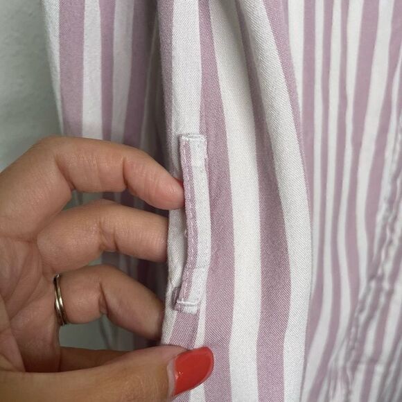Cupcakes & Cashmere Women’s Pink White Striped Button Up Long Sleeve Dress Sz XS - Picture 7 of 9